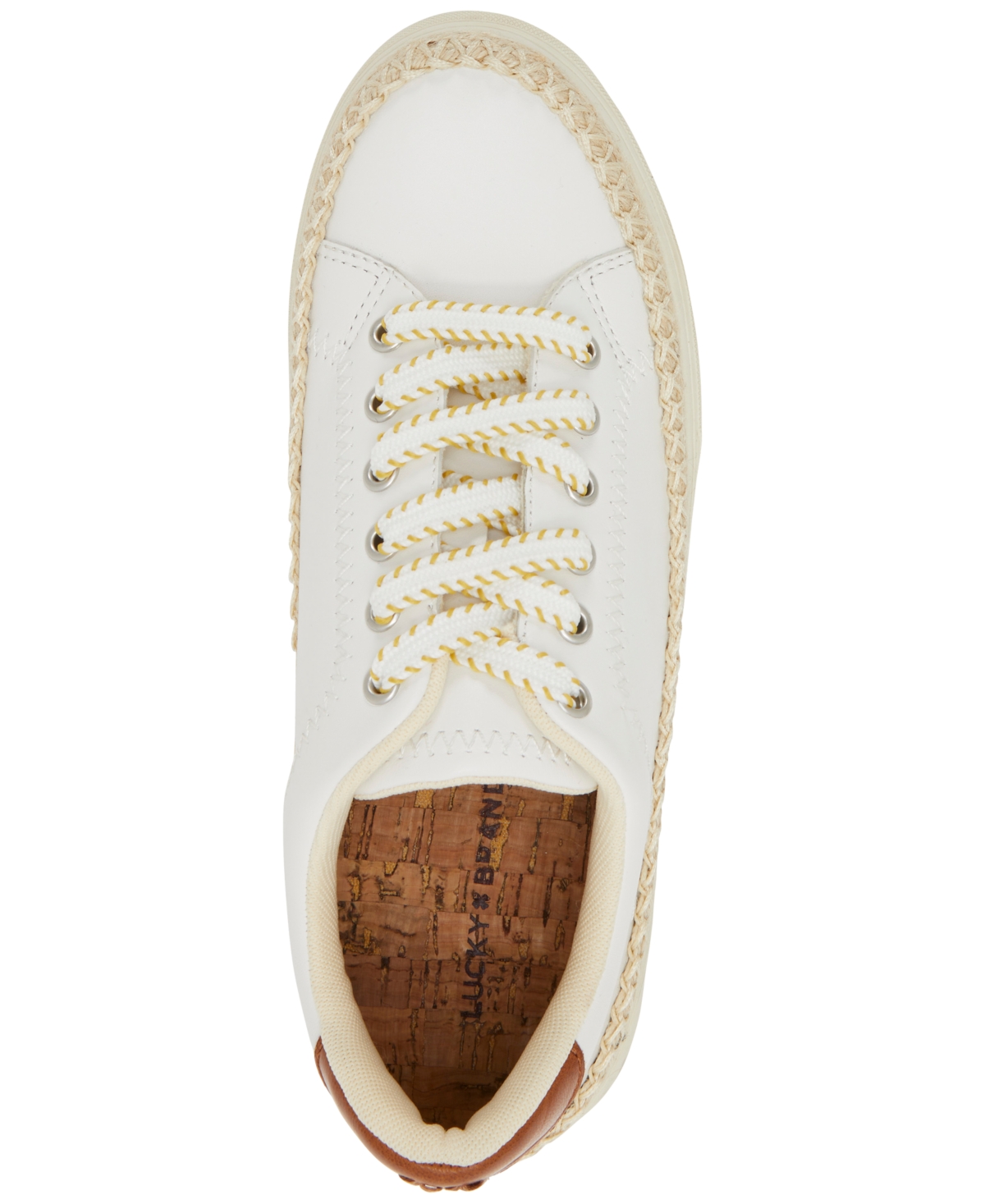 Shop Lucky Brand Women's Cheynas Whipstitch Lace-up Sneakers In Off White,rhondite Leather