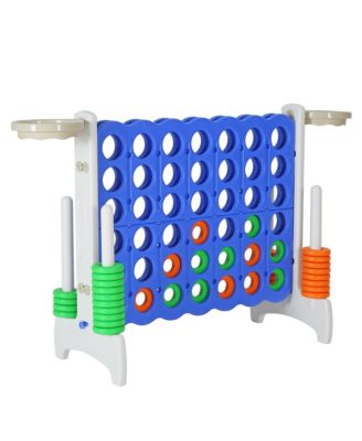 Giant 33 Inch 4-In-A-Row Hoop Connect Strategy Game and Basketball Indoor/Outdoor Family Fun Board for Toddlers, Kids, Adults, Gray and Blue