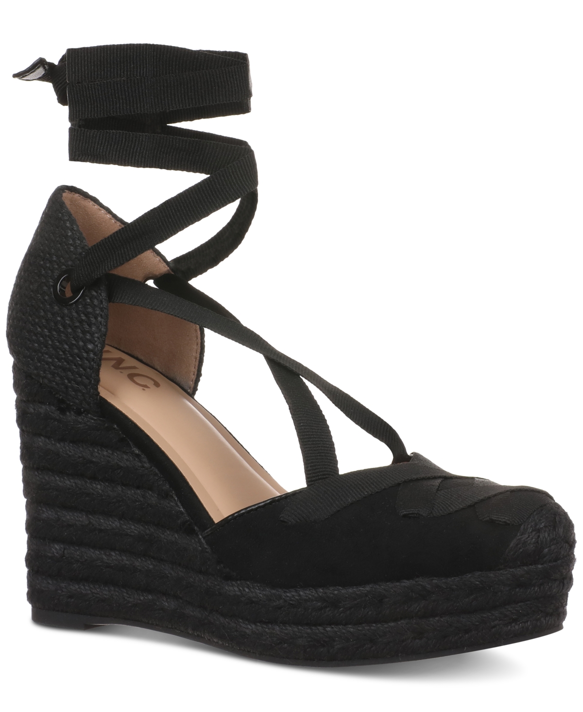 Shop Inc International Concepts Women's Merryy Espadrille Wedge Sandals, Exclusively At Macy's In Black Micro