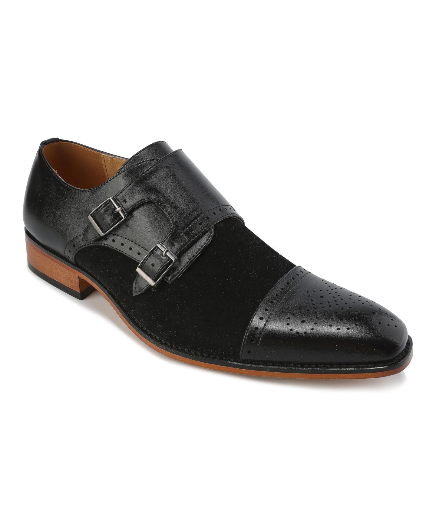 Мужские туфли Gino Vitale Double Monk Strap Two-Tone Loafer, цвет: Чёрный — фото 1