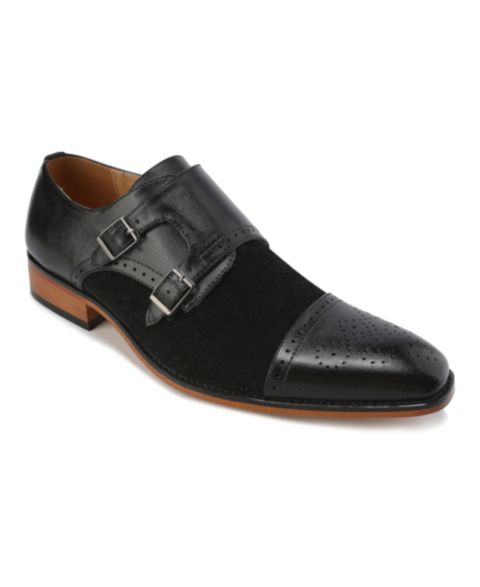 Мужские туфли Gino Vitale Double Monk Strap Two-Tone Loafer, цвет: Чёрный