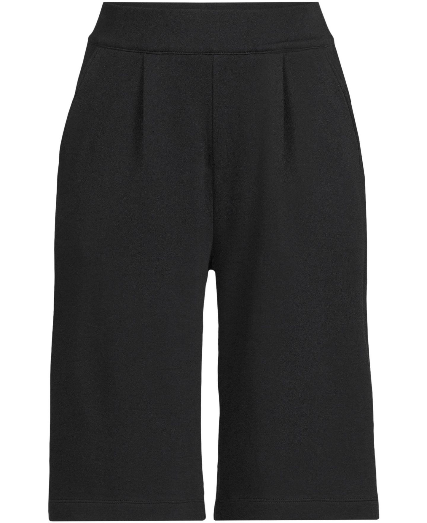 Женские шорты Lands' End Sport Knit High Rise Pleated 12" Bermuda, цвет: Чёрный — фото 3