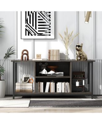 3-Tier TV Stand with Power Outlet USB and Adjustable Shelf