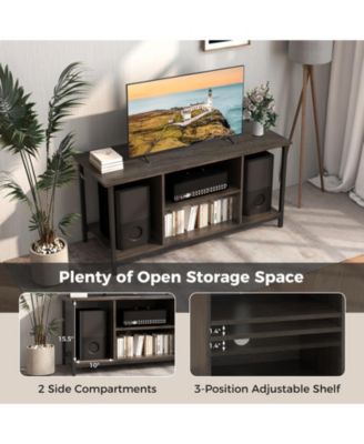 3-Tier TV Stand with Power Outlet USB and Adjustable Shelf