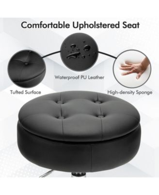 Adjustable 360 Swivel Storage Vanity Stool with Removable Tray