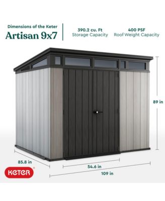 Artisan 9x7 Foot Large Outdoor Shed with Floor with Modern Design, Grey