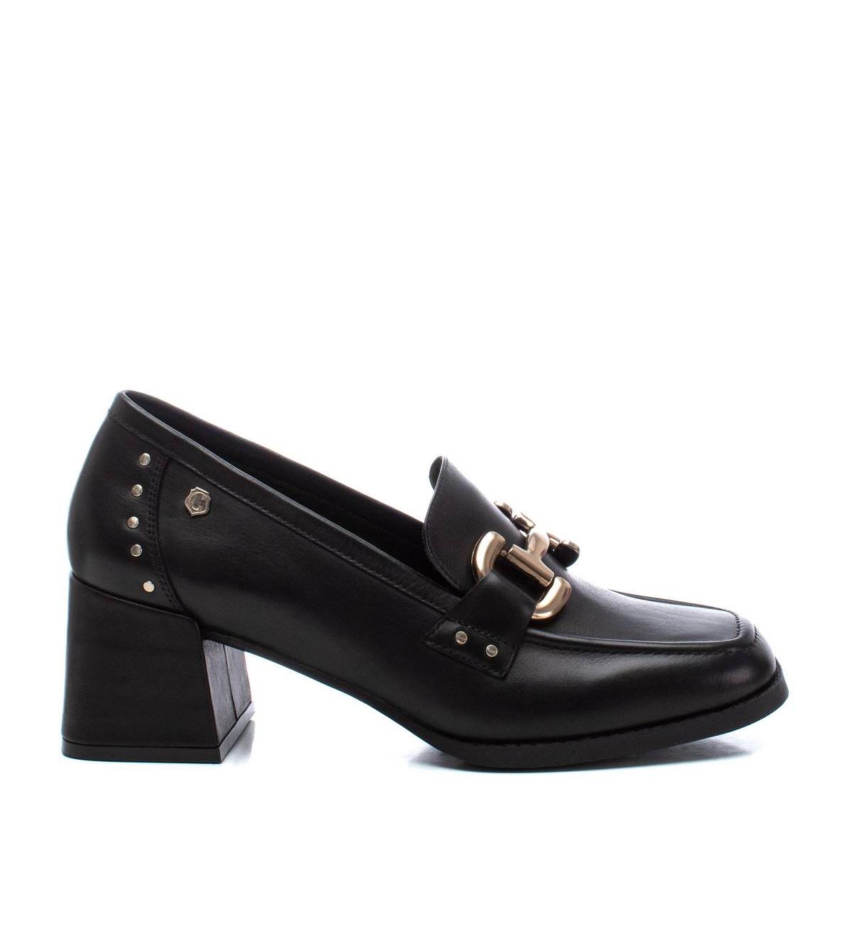 Carmela Leather Collection Women's Heeled Loafers by Xti - Black