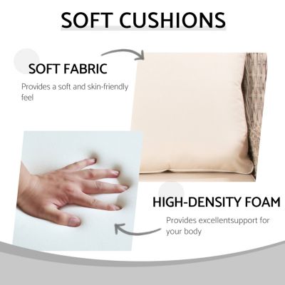 Streamdale 5-Piece Rattan Outdoor Conversation Set 2 Ottomans, 2 Single Chairs, 1 Couch