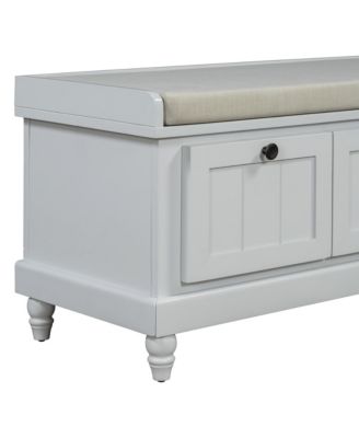 Classic Storage Bench with Cushioned Seat and Three Drawers for Entryway and Living Room