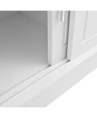 Streamdale Space-Saving Hall Tree Sliding Doors, Silvery Hooks, Mudroom Bench, Shoe Storage, Cushion