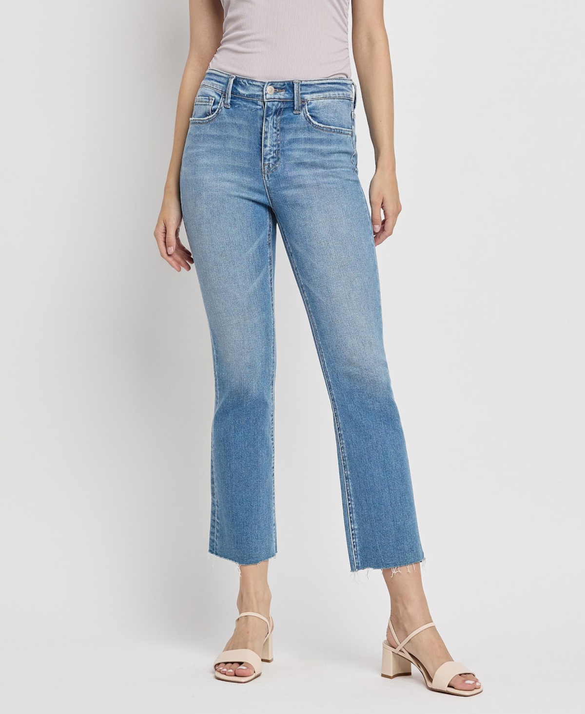 Women's High Rise Raw Hem Crop Flare Jeans - Reptar blue