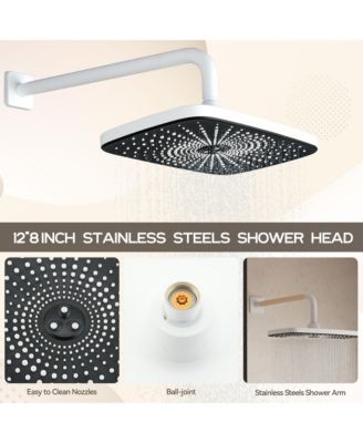 Wall-Mounted High-Pressure Shower System with Rain Shower Head and Temperature Display