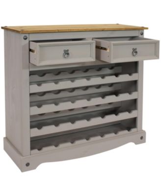 28-Bottle Freestanding Wine Rack - Solid Pine - Gray - 34.5"