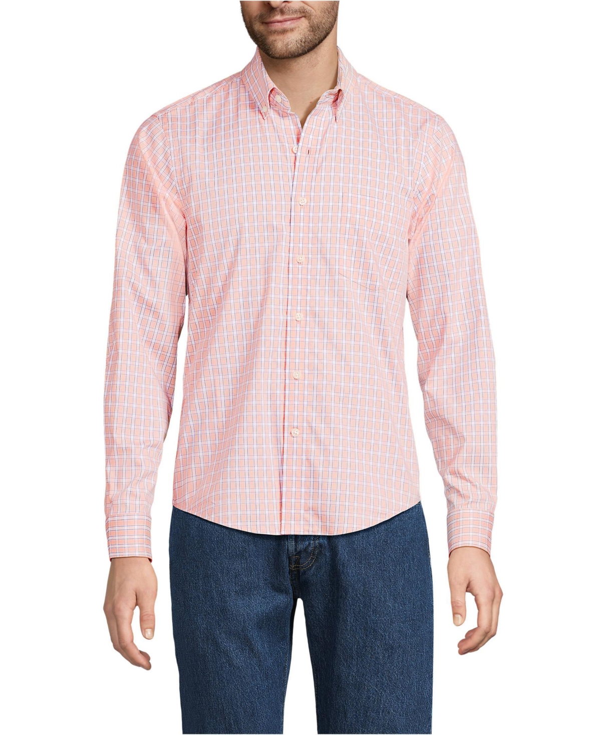 Men's Long Sleeve Travel Kit Shirt - Mariner blue/pale almond plaid