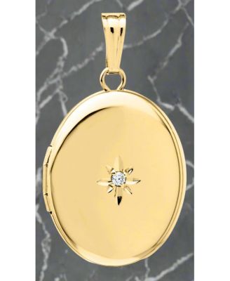 Yellow Gold Filled 14mm Polished Locket with Diamond Accents for Women