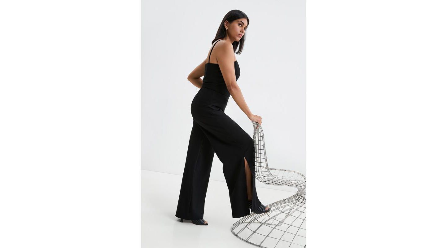 Женские брюки Marcella Lexington High-Waisted Wide-Leg Side-Slit Dress Pants, цвет: Чёрный — фото 6