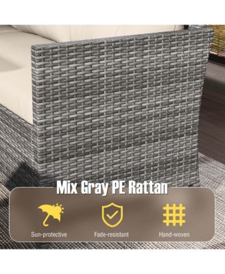 Set of 7 Dining Furniture Set PE Rattan Sectional Sofa Set Patio