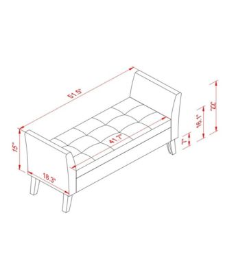 Velvet Storage Bench with Curved Arms, Upholstered Tufted Ottoman