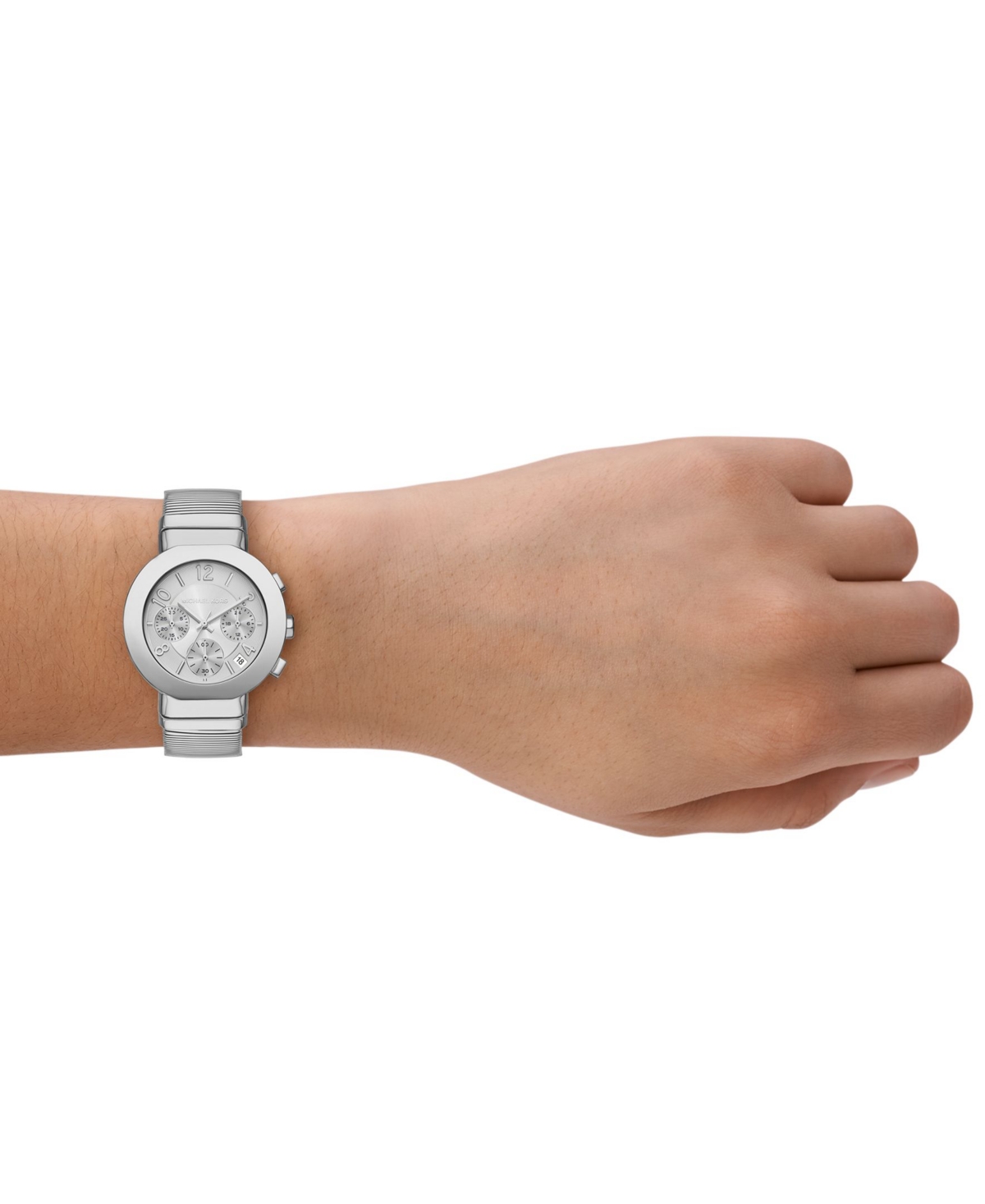 Michael Kors Women's Gramercy Chronograph Silver-tone Stainless Steel Watch, 36mm In Silver-tone