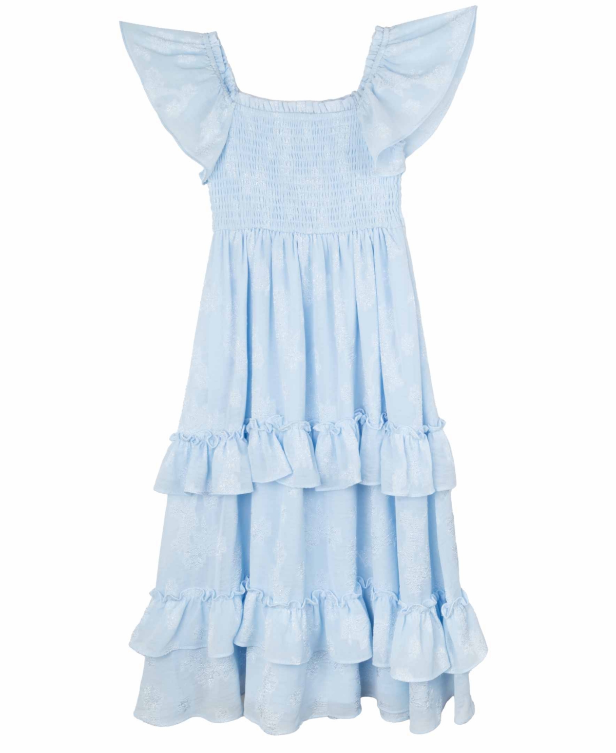 Shop Rare Editions Little And Toddler Girls Floral Chiffon Dress In Blue