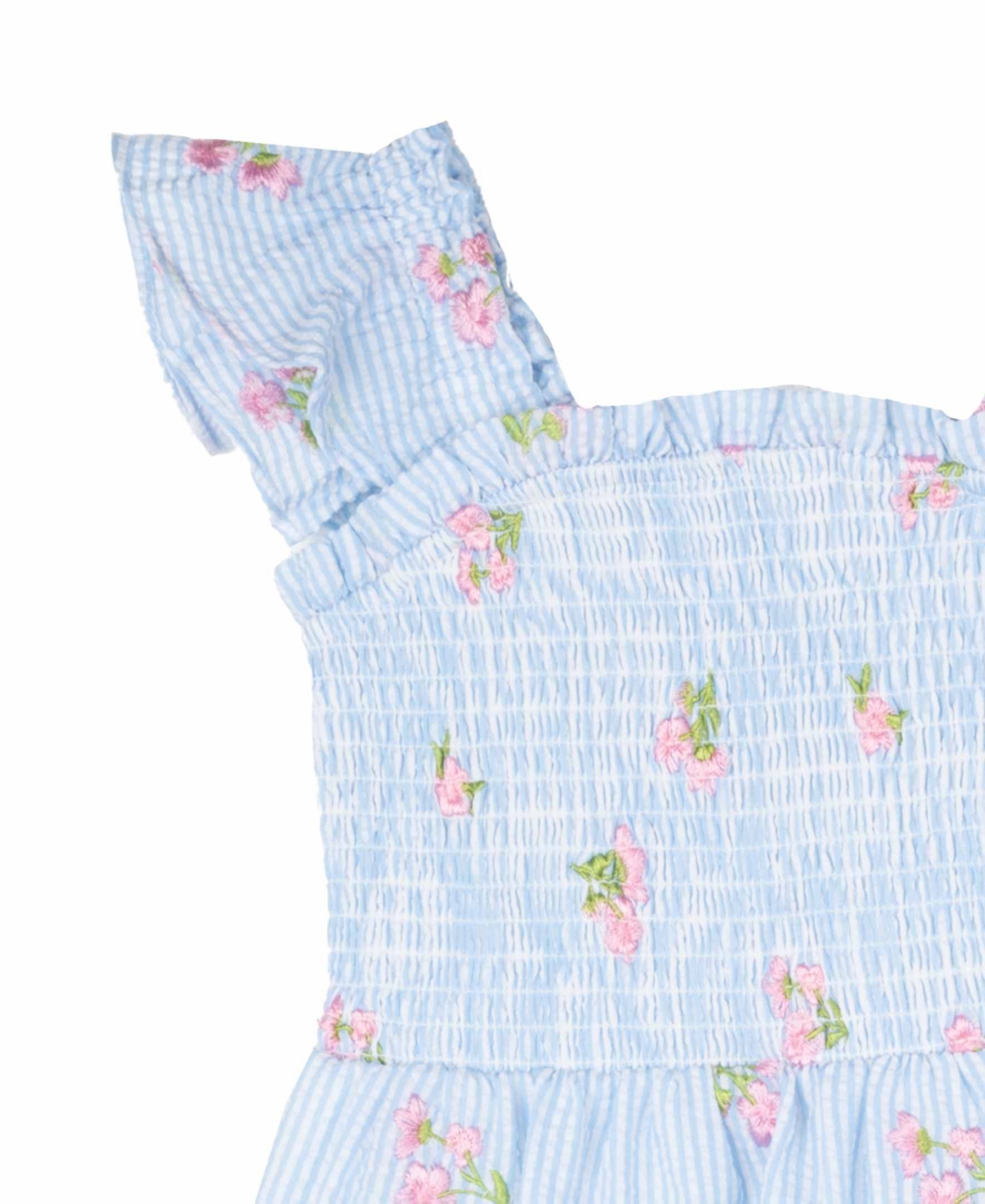 Shop Rare Editions Little And Toddler Girls 2-piece Floral Schiffli Seersucker Dress With Bag Set In Periwinkle