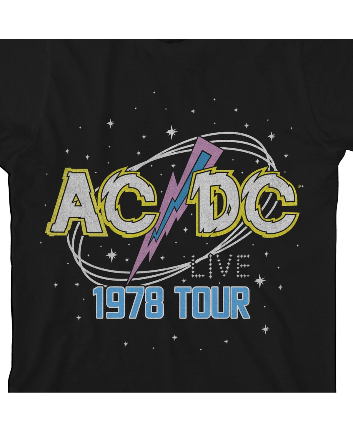 Ac/Dc Boys Acdc 1978 World Tour Pop Art Logo Crew Neck Short Sleeve Black T-shirt-Small