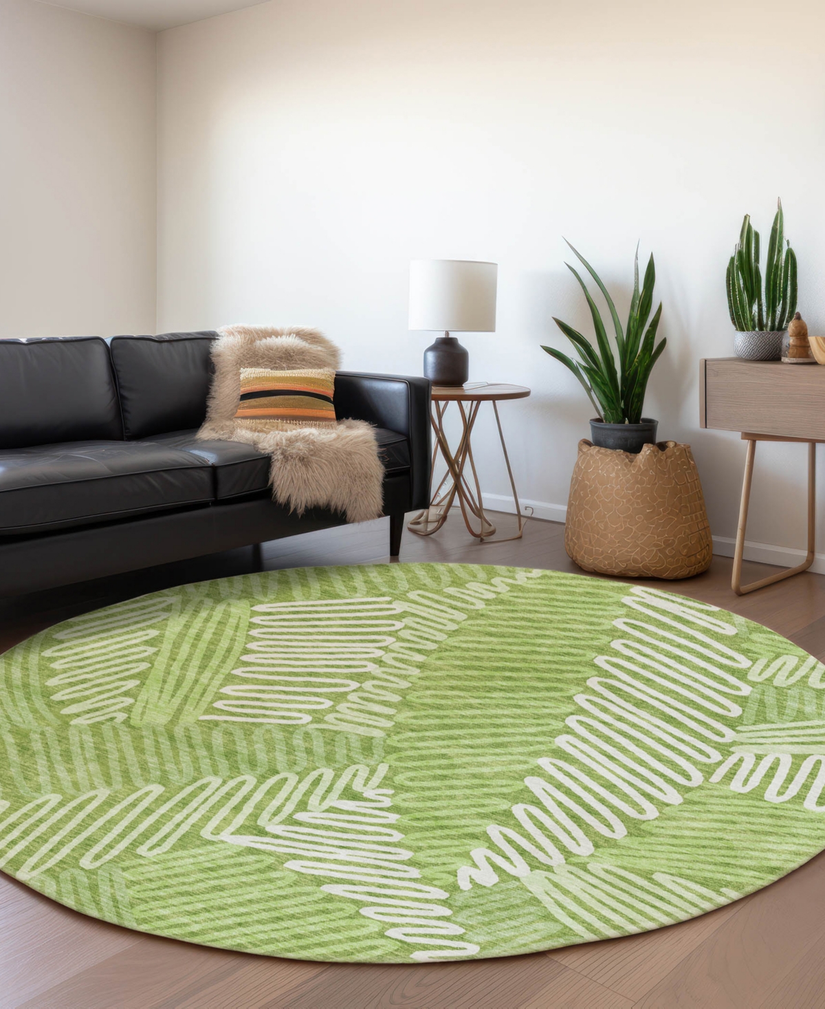 Addison Chantille Acn904 8'x8' Round Area Rug In Lime