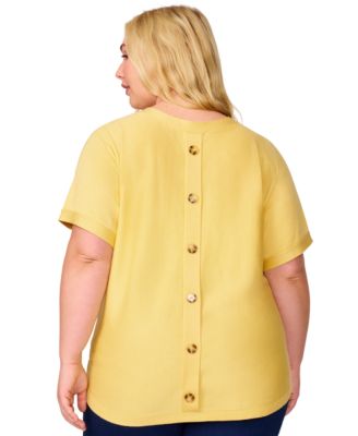 Plus Size Button-Back Dolman-Sleeve Sweater, Exclusively at Macy's