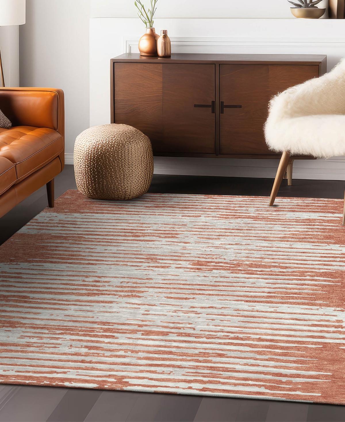 Addison Chantille Acn888 2'6"x3'10" Area Rug In Coral