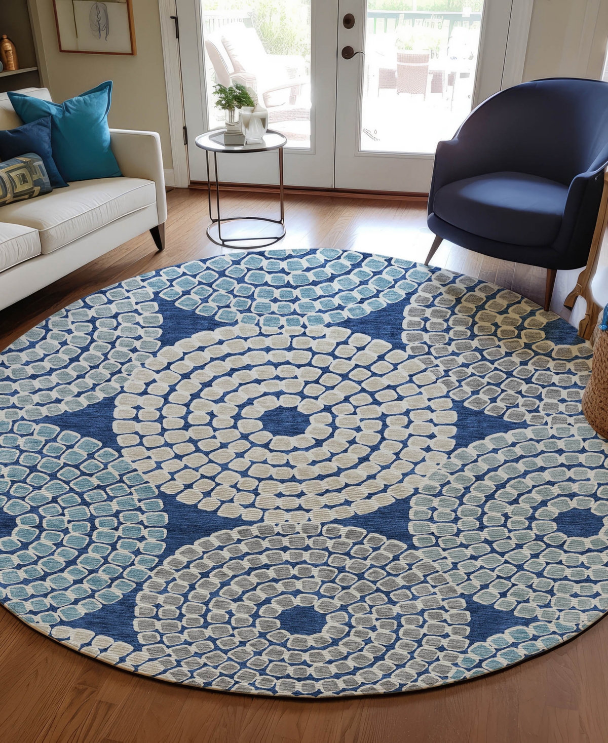 Addison Chantille Acn882 8'x8' Round Area Rug In Navy