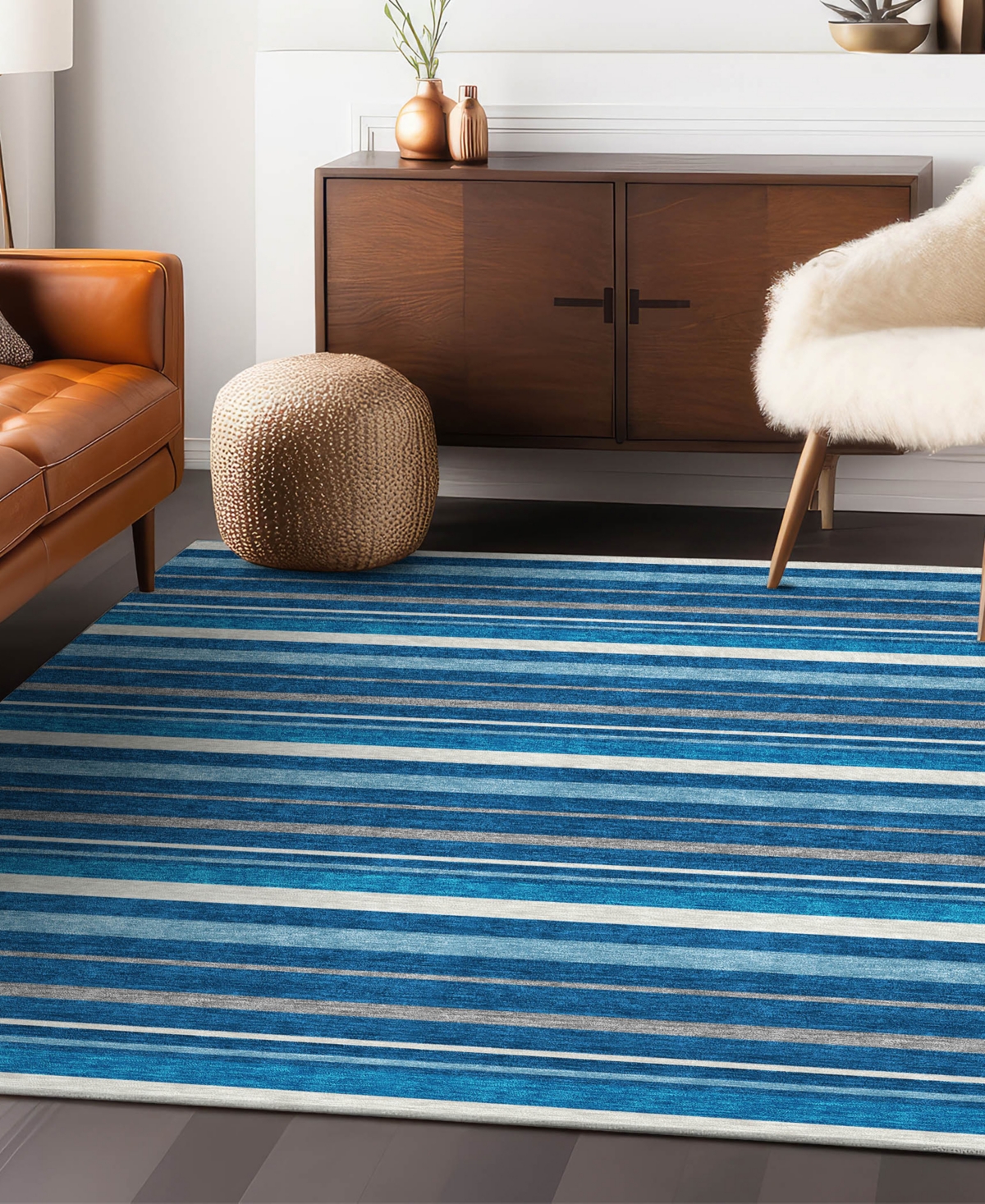 Shop Addison Chantille Machine Washable Acn879 9'x12' Area Rug In Denim