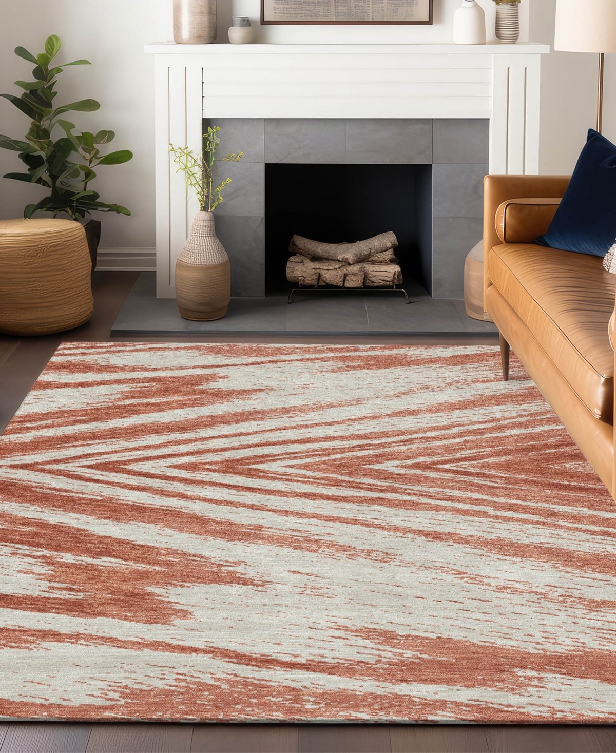 Addison Chantille Acn876 8'x10' Area Rug In Salmon