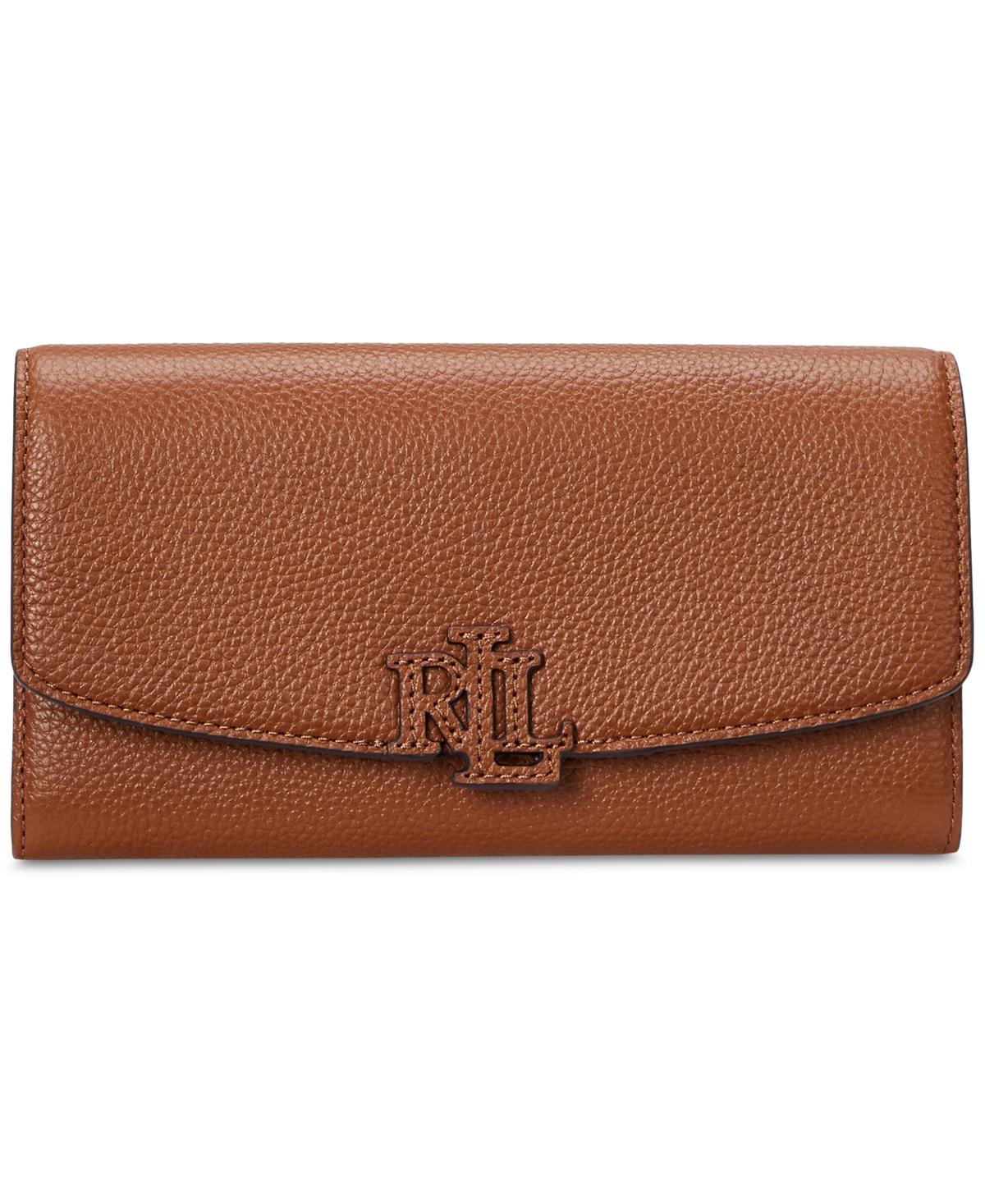 Ralph Lauren Pebbled Large Cameryn Flap Wallet In Lauren Tan