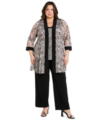 R & M Richards - Plus Size 2-Pc. Soutache Layered-Look Jacket & Pants Set