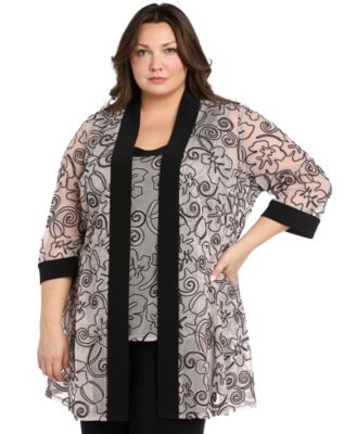 Plus Size 2-Pc. Soutache Layered-Look Jacket & Pants Set