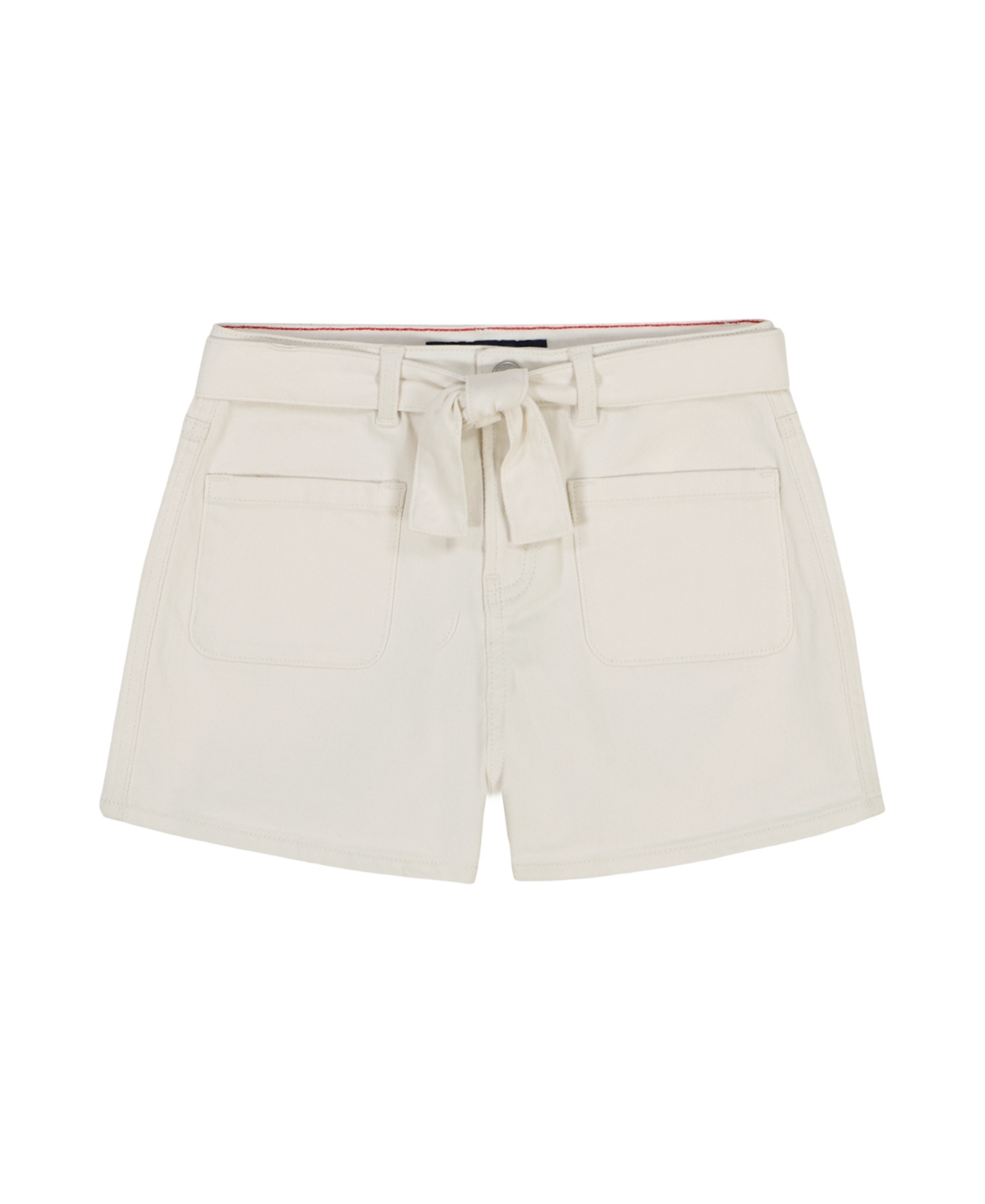 Tommy Hilfiger Big Girls Belted Denim Short In Natural