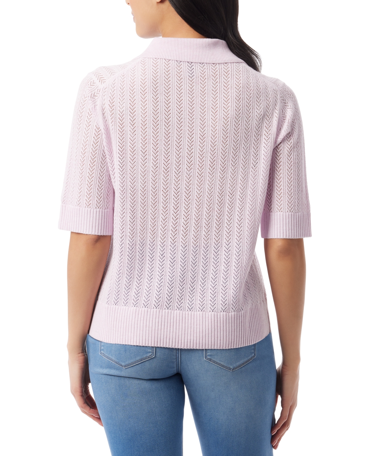 Gloria Vanderbilt Women's Peggy Pointelle-knit Polo Sweater In Soft Peony
