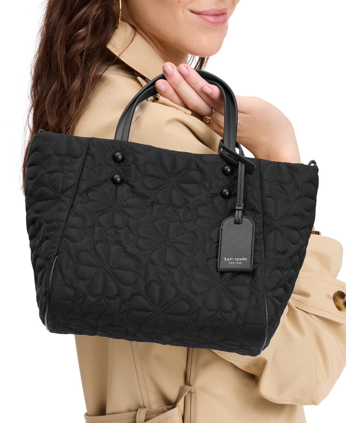 Shop Kate Spade Tilly Small Quilted Tote Bag In Black