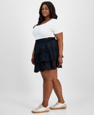 Plus Size Tiered Ruffle Mini Skirt, Exclusively at Macy's 