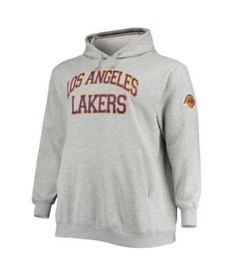 Men's Heathered Gray Los Angeles Lakers Hardwood Classics Big and Tall Throwback Pullover Hoodie