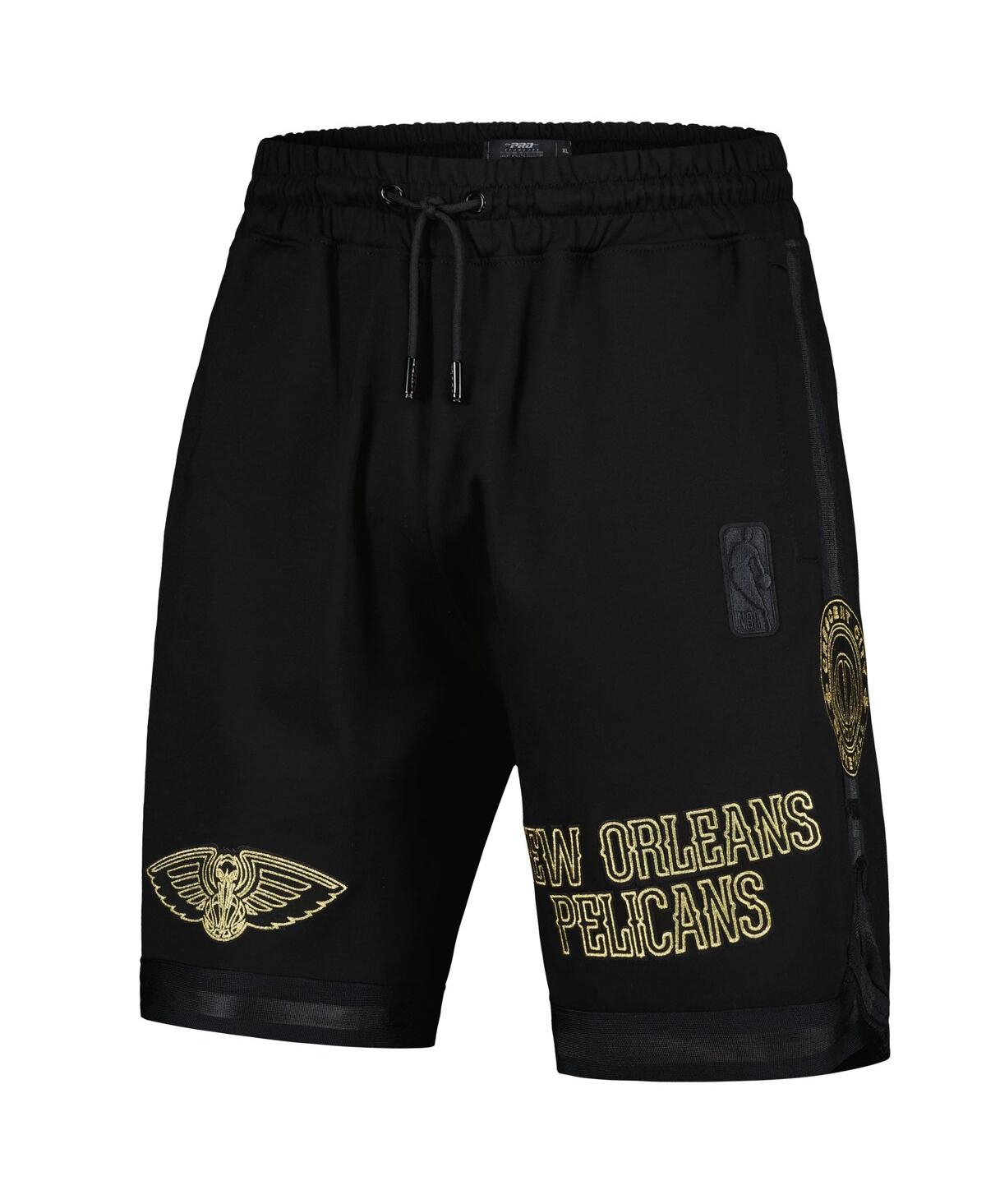 Pro Standard Men's Black New Orleans Pelicans Shorts In Gold