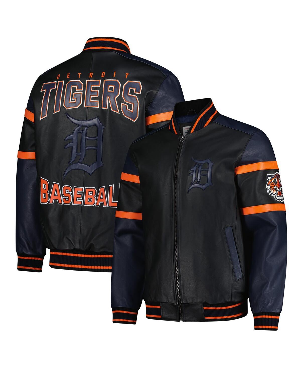 Men's Black Detroit Tigers Full-Zip Leather Varsity Jacket - Black