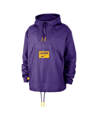 Men's&nbsp;Purple Los Angeles Lakers Courtside Premium Club Anorak Quarter-Zip Pullover Hoodie