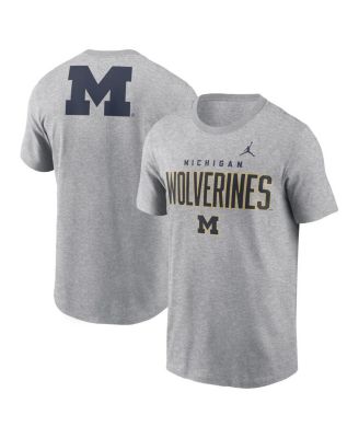Jordan - Men's Heather Gray Michigan Wolverines Campus 2-Hit Primary Mascot T-shirt