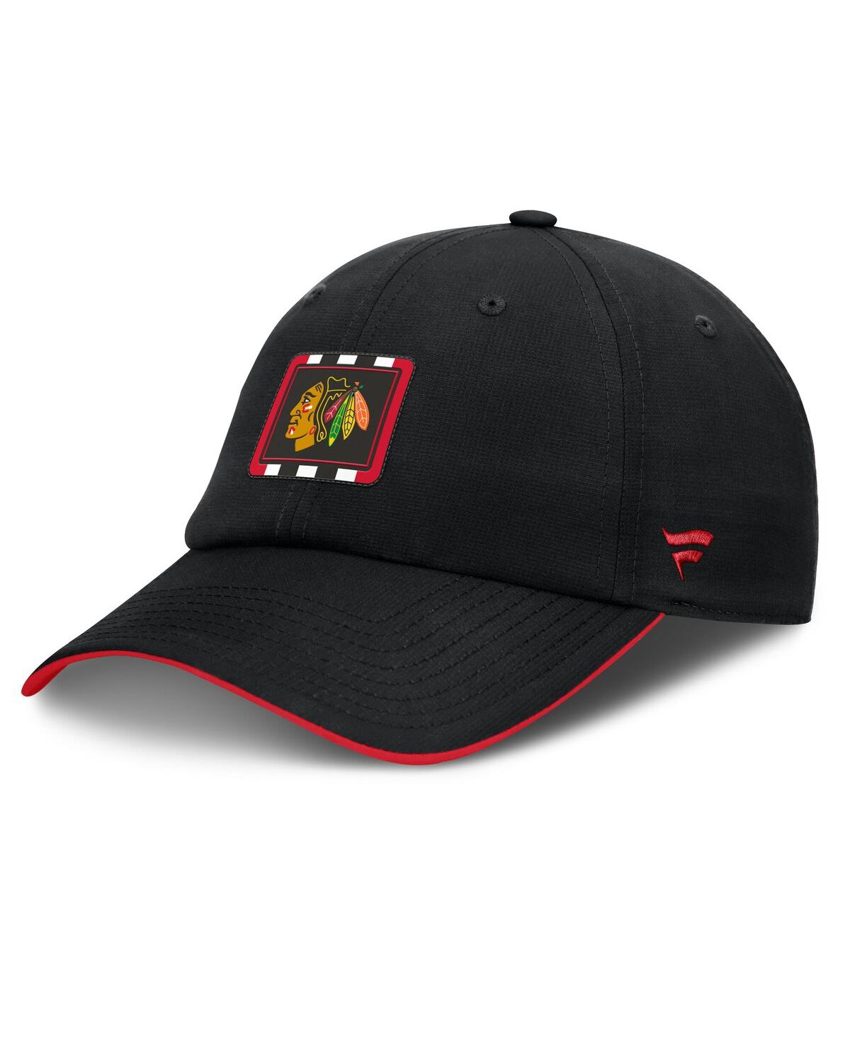 Fanatics Men's Black/red Chicago Blackhawks Authentic Pro Ripstop Adjustable Hat In Black,red
