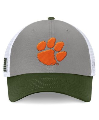 Men's Gray/Green Clemson Tigers OHT Military Appreciation Badge Trucker Adjustable Hat