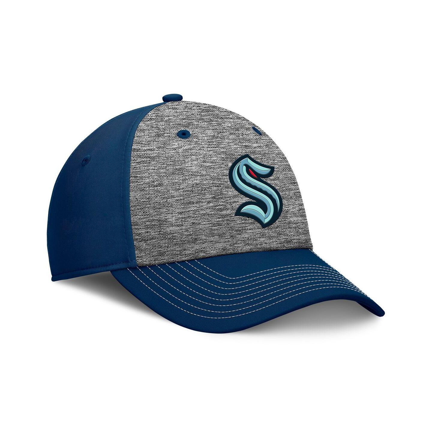 Мужские головные уборы Fanatics Gray/Navy Seattle Kraken Fundamental Top Shelf 2-Tone Flex Hat — фото 3