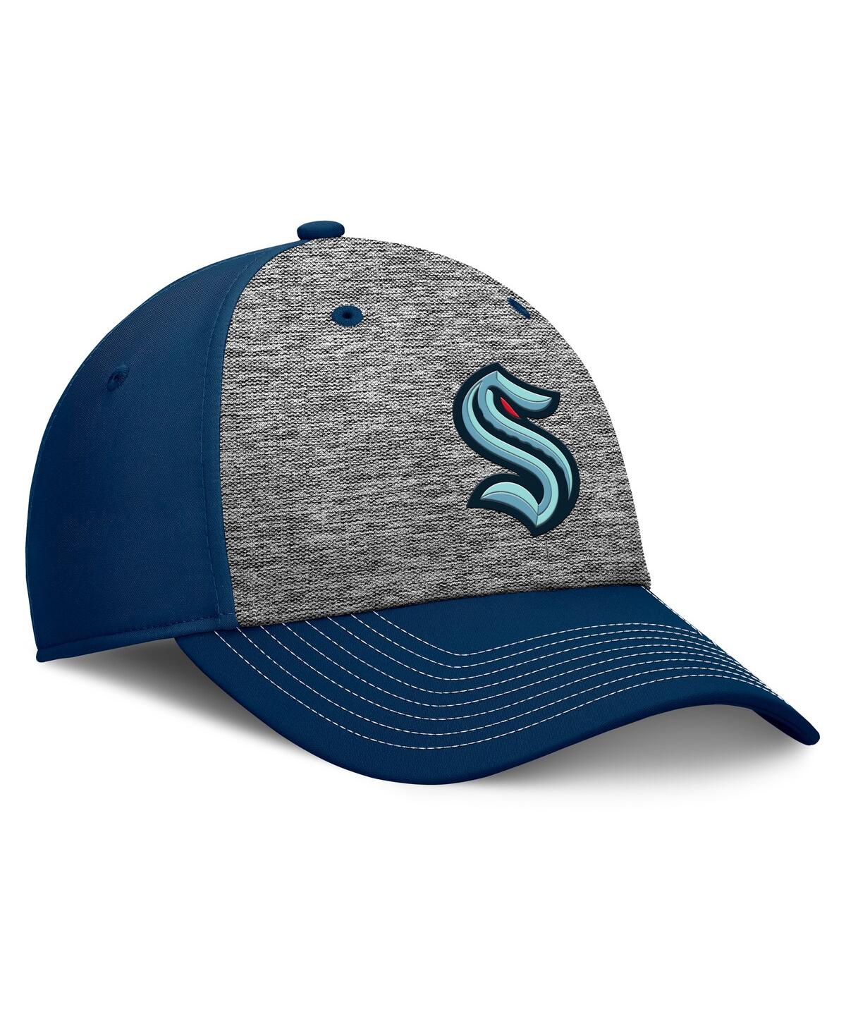Fanatics Men's Gray/navy Seattle Kraken Fundamental Top Shelf 2-tone Flex Hat In Gray,navy