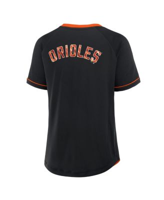 Women's Black Baltimore Orioles League Diva Star Raglan V-Neck T-Shirt