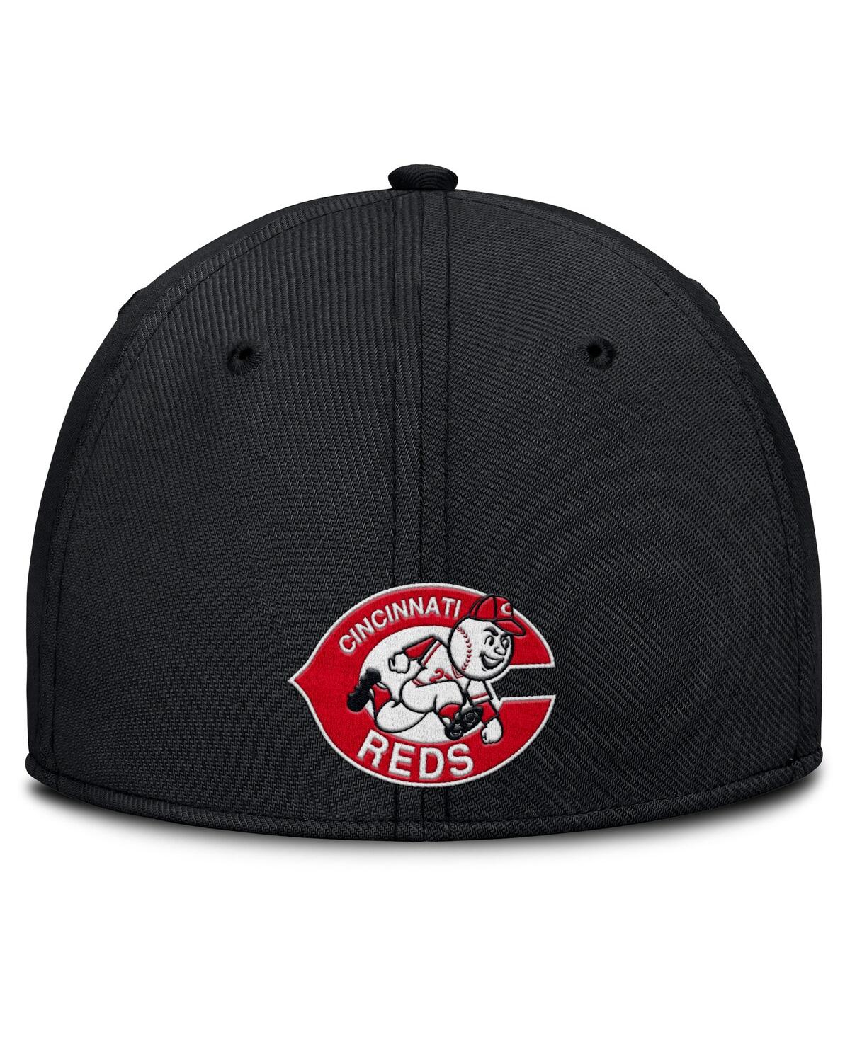 Nike Men's Black/red Cincinnati Reds Rise Swoosh Performance Flex Hat In Black,red